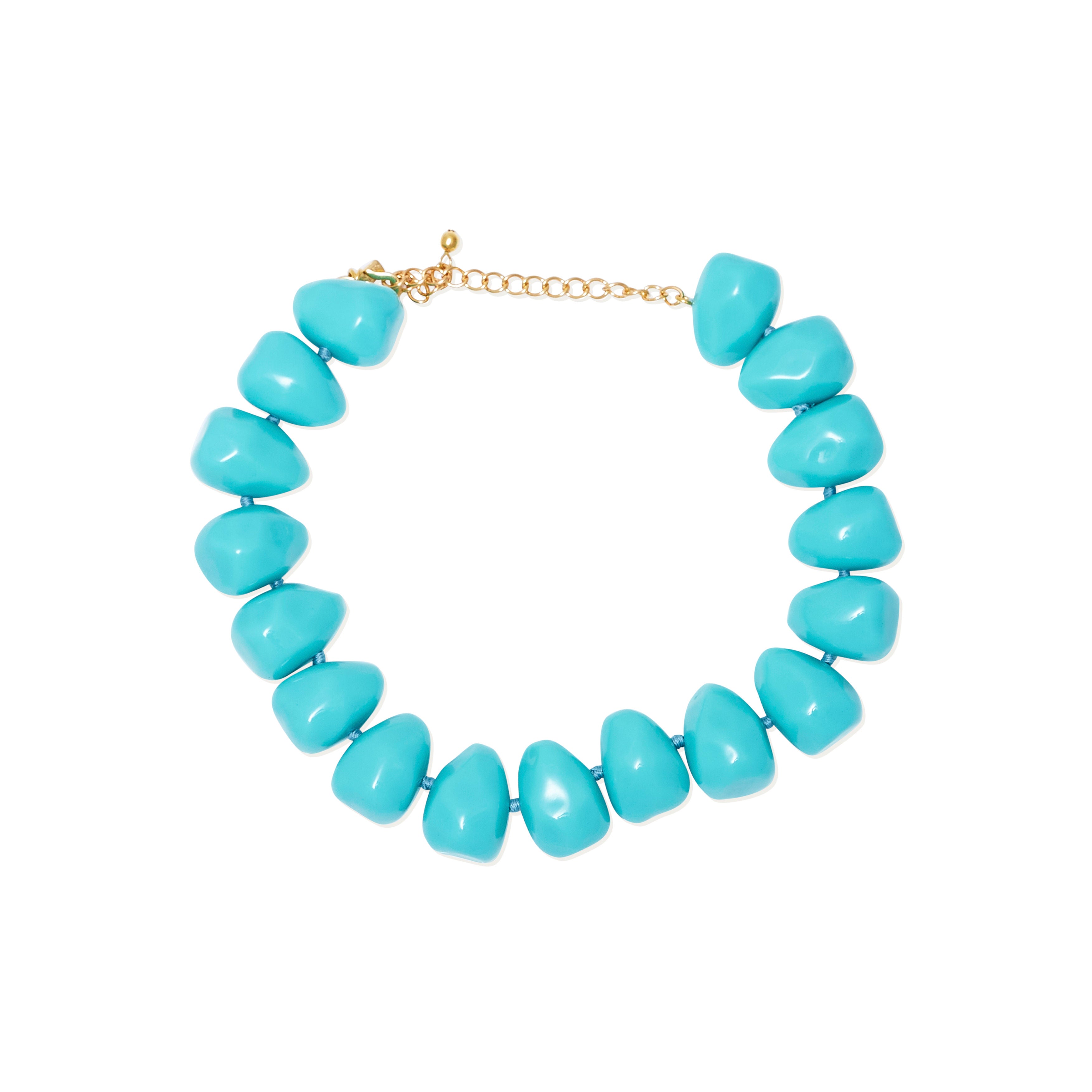 Turquoise Pebble Hand Knotted Necklace