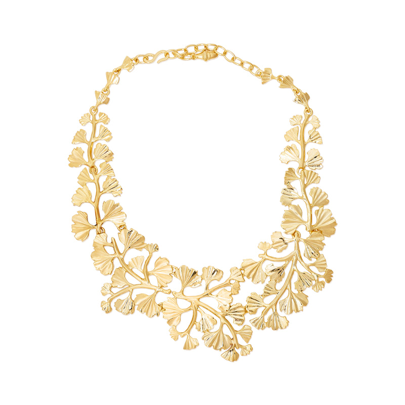 Gold Leaves & Vine Bib Necklace