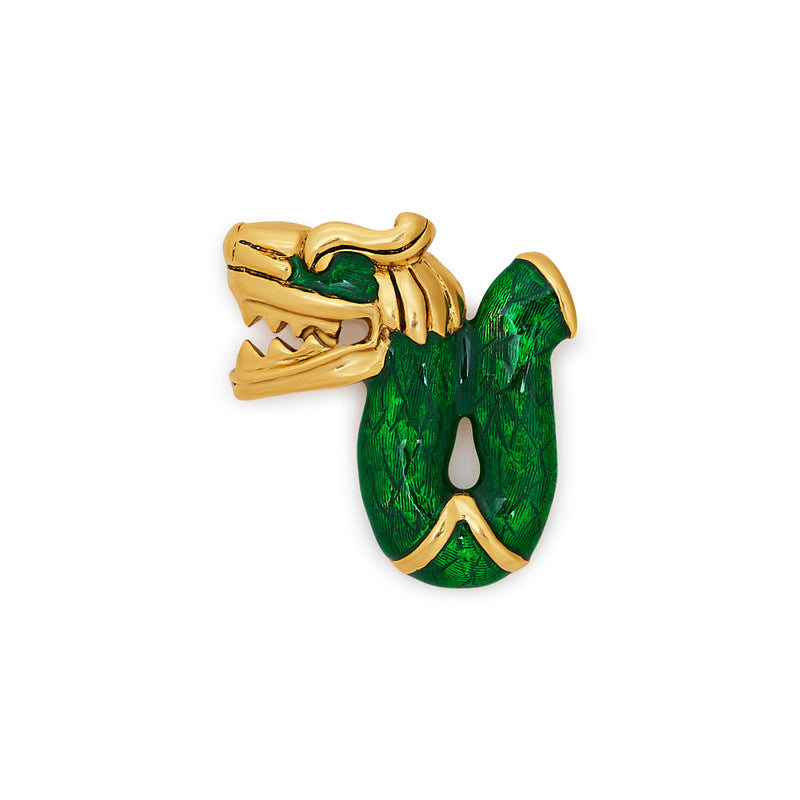 Transparent Green & Gold Dragon Pin