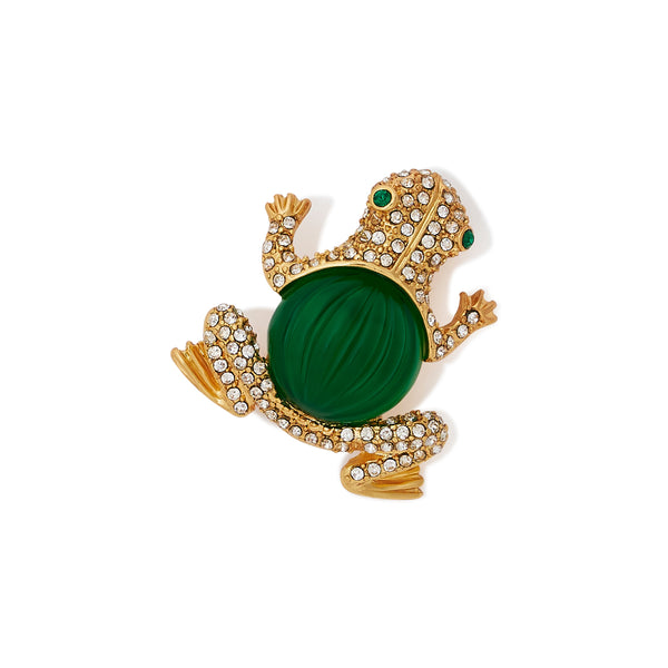 Gold & Emerald Frog Pin