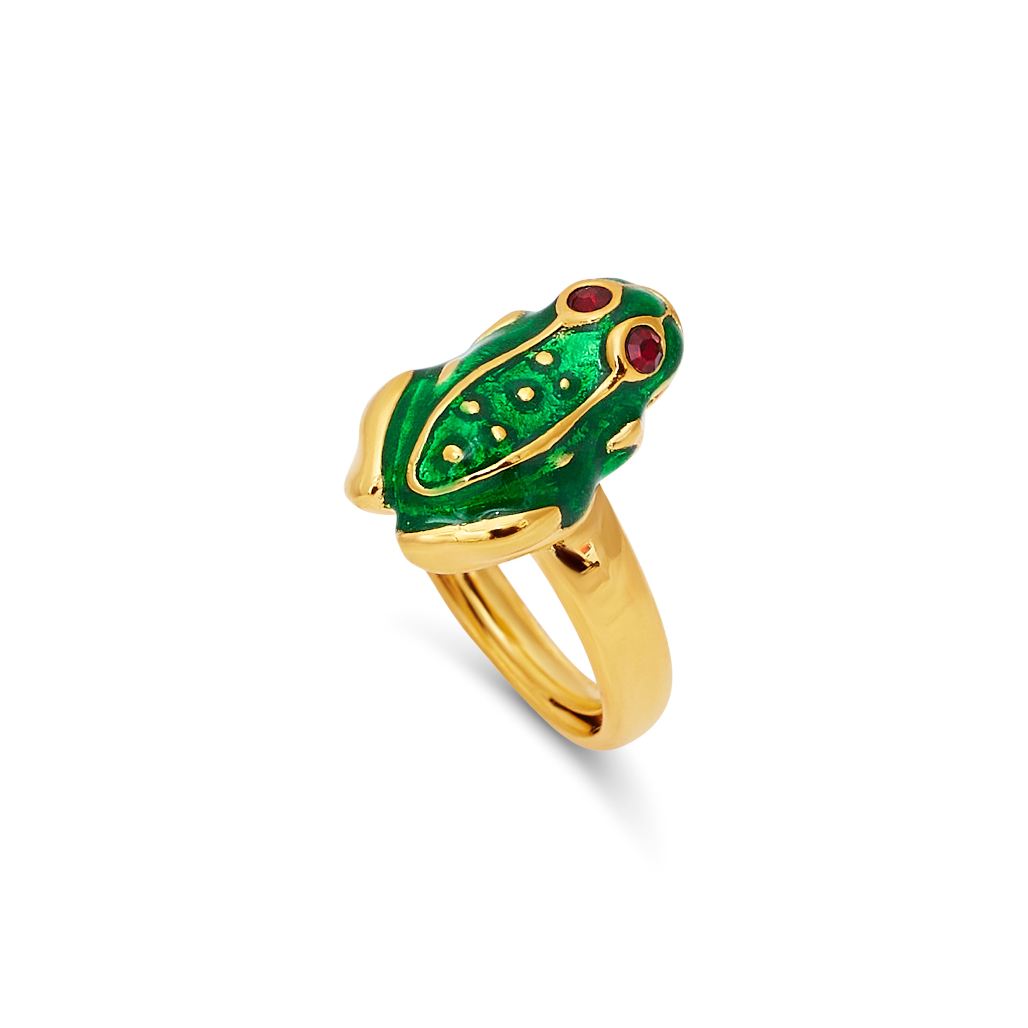 Transparent Green & Gold Frog Ring