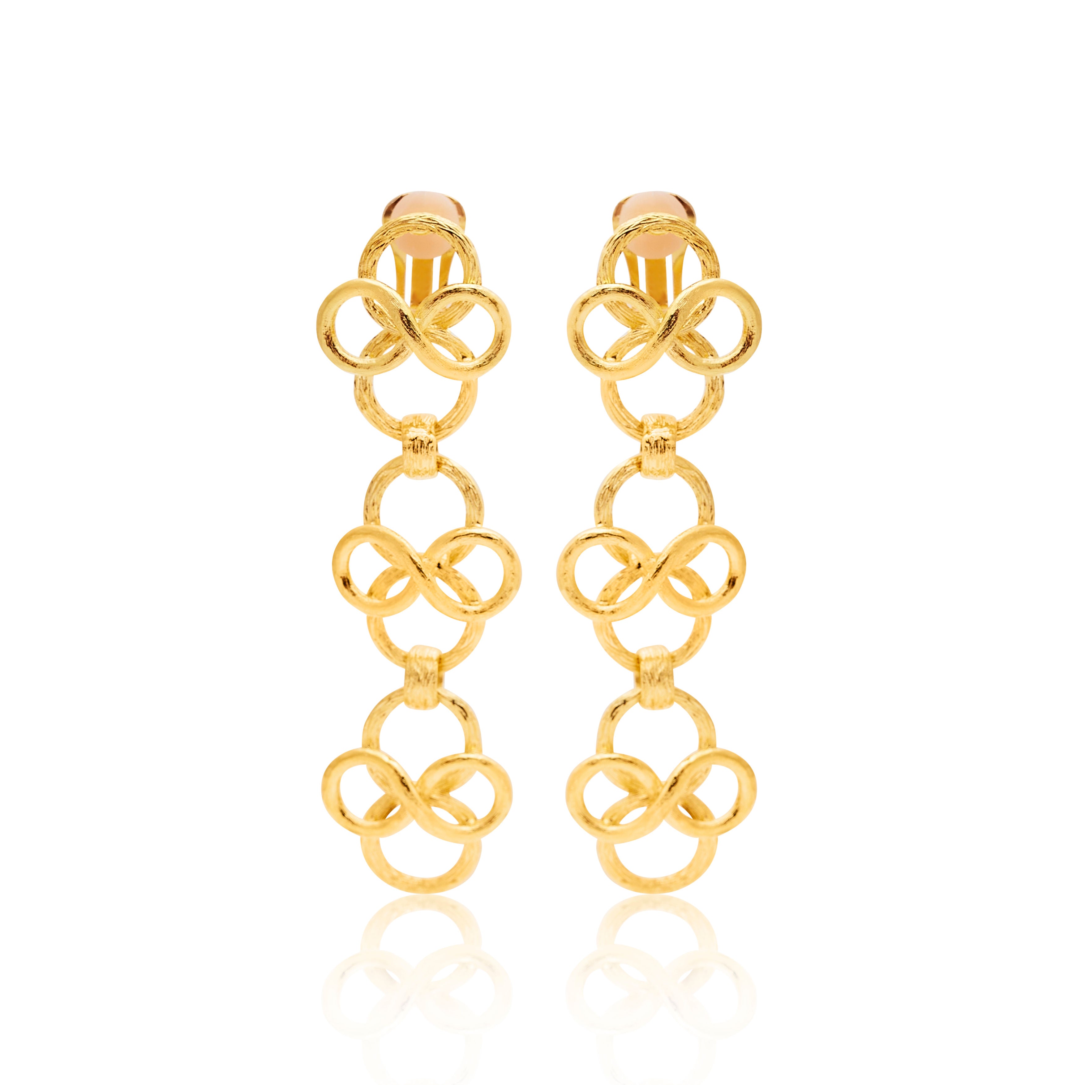 Fancy Swirl Drop Clip Earrings