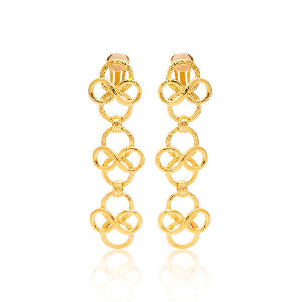 Fancy Swirl Drop Clip Earrings