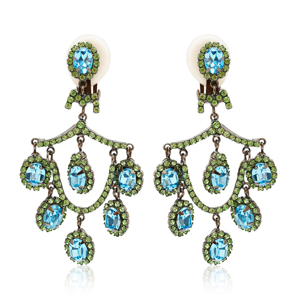 Peridot & Aqua Chandelier Earrings