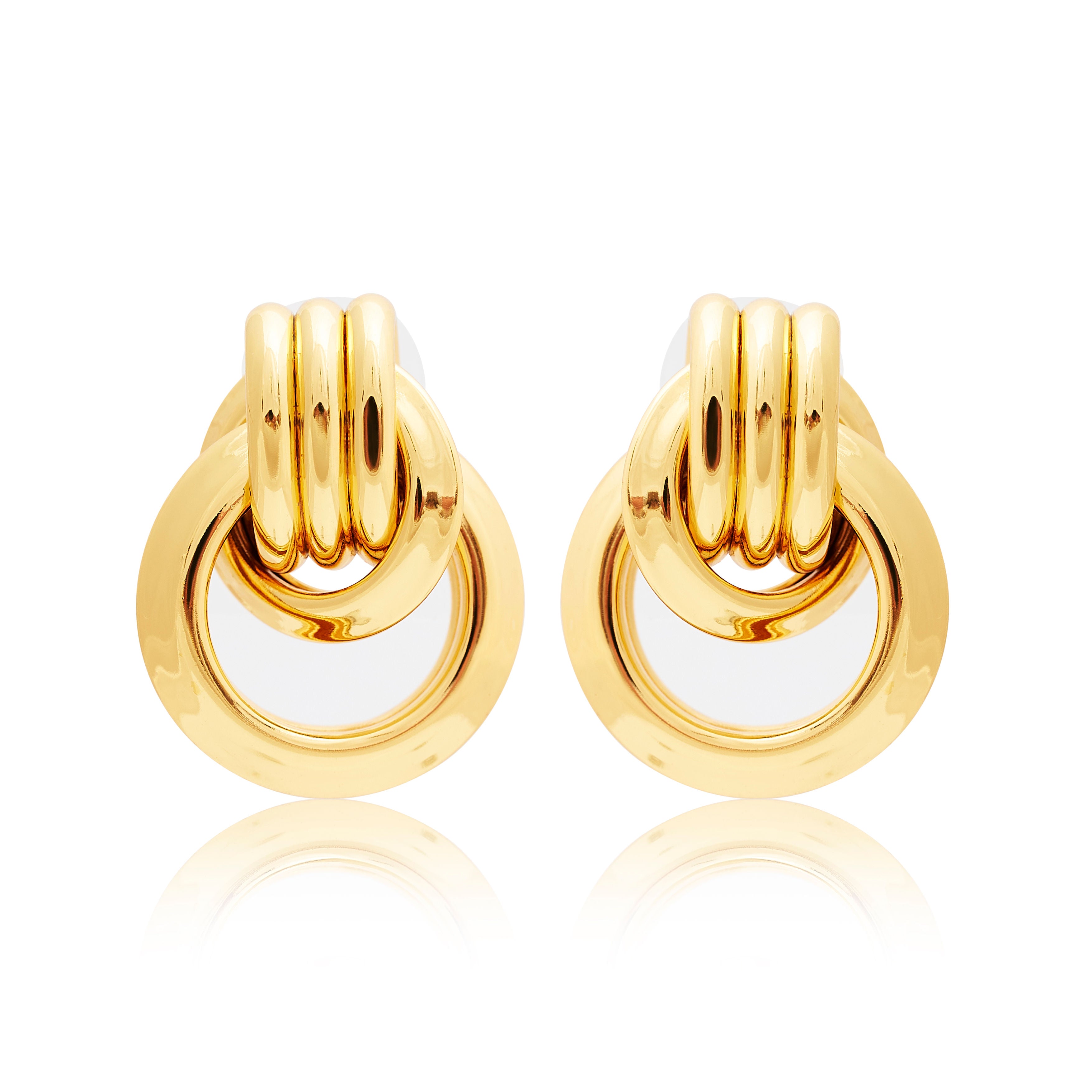 Polished Gold Love Knot Pierced Earrings