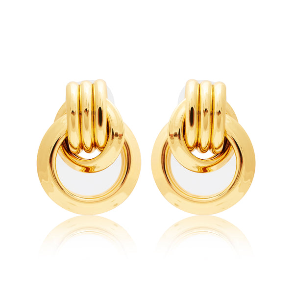 Polished Gold Love Knot Pierced Earrings