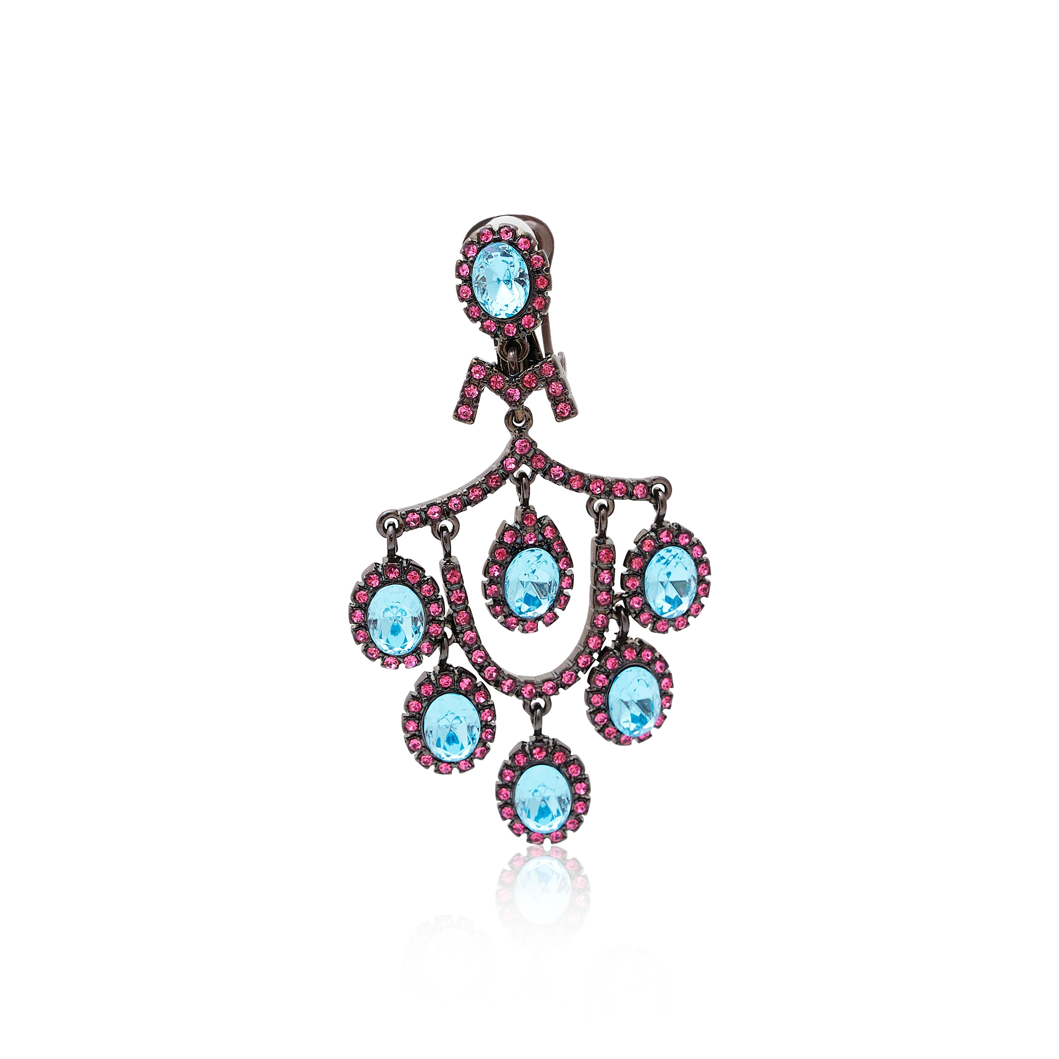 Pink & Aqua Chandelier Earrings