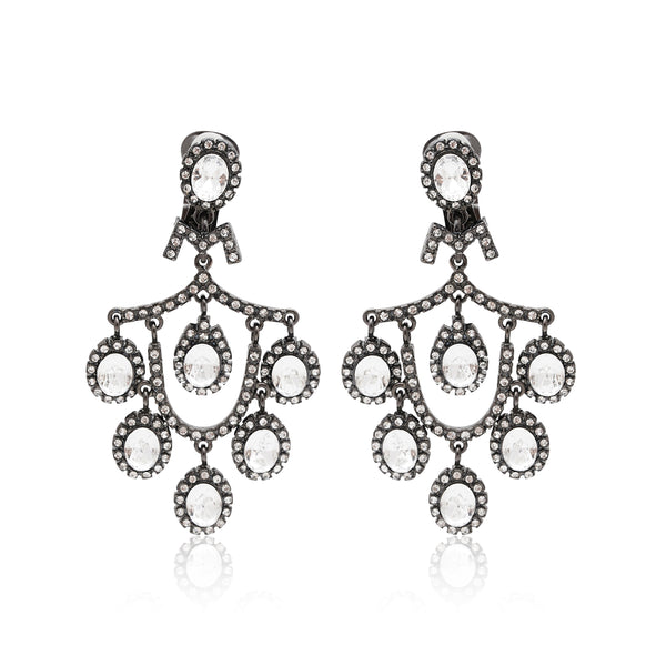 Gunmetal & Crystal Chandelier Earrings