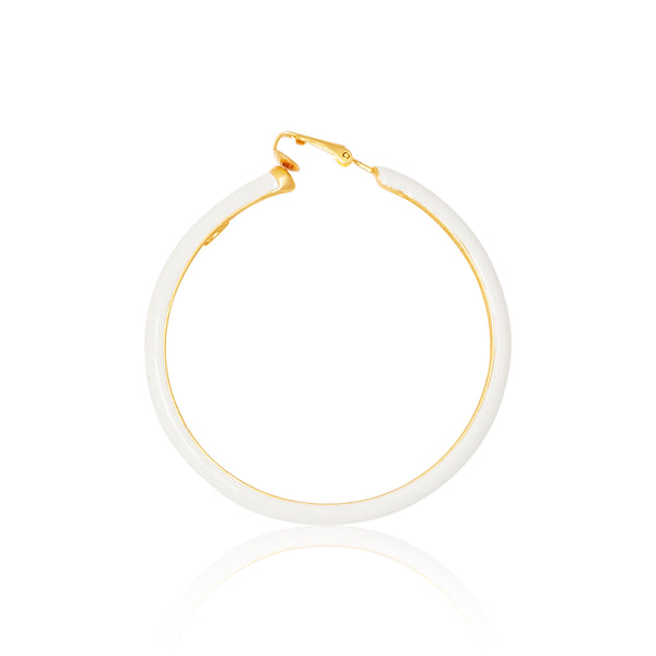 Ivory & Gold Clip-On Hoop Earrings