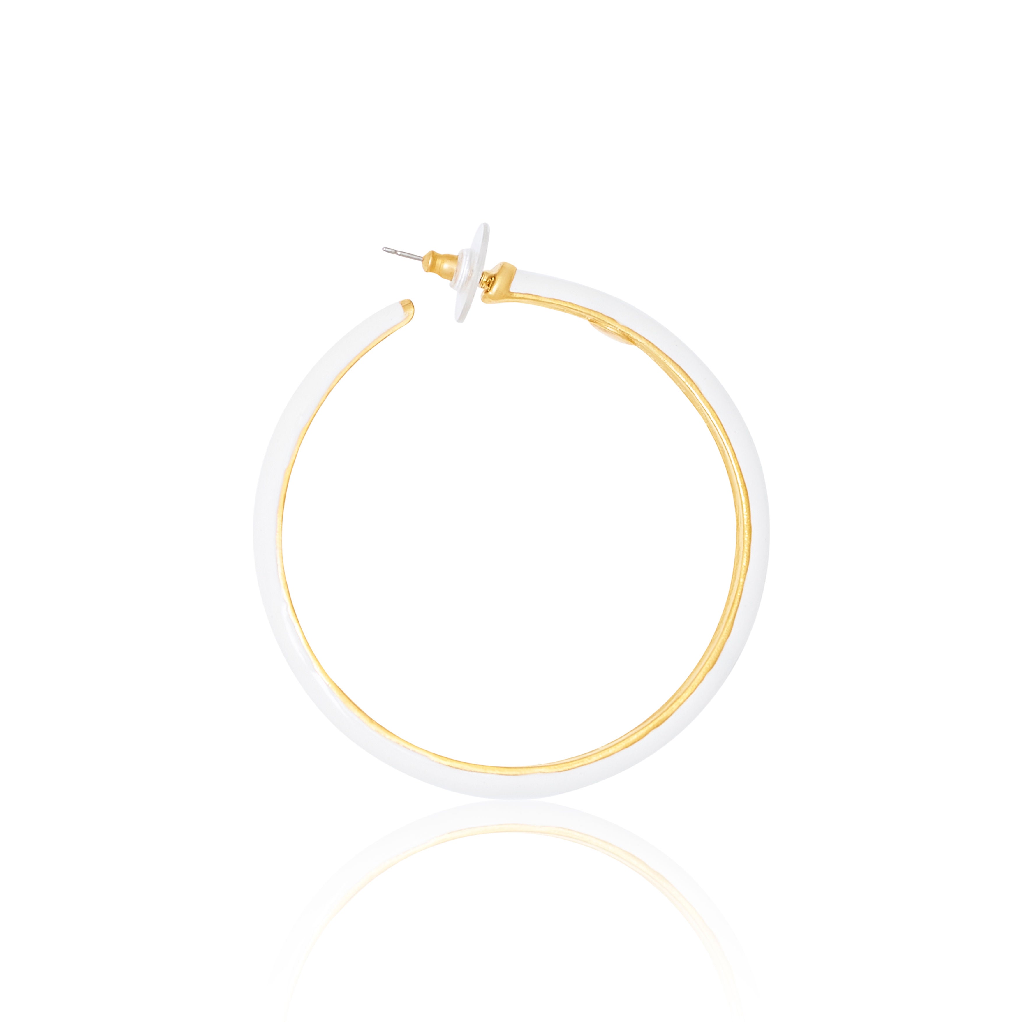 Luxe Ivory & Gold Statement Hoop Earrings