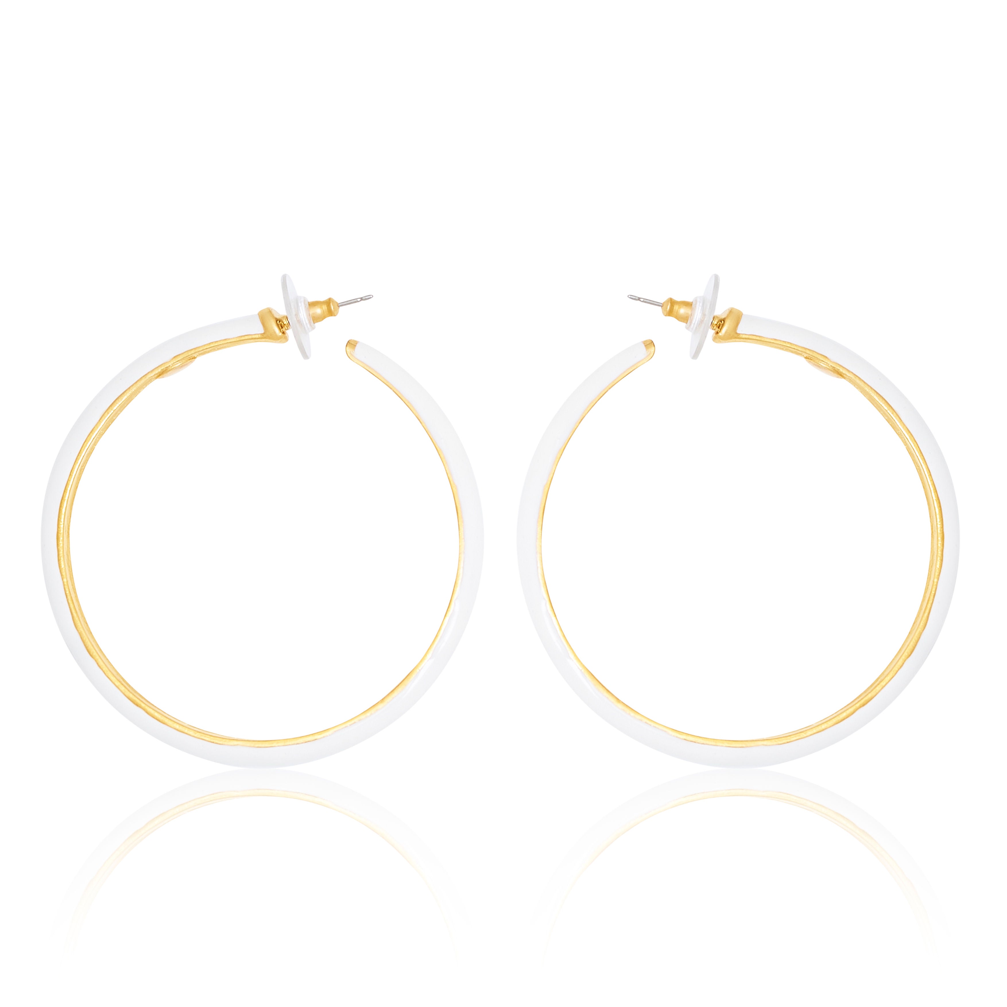 Luxe Ivory & Gold Statement Hoop Earrings