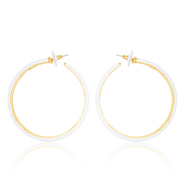 Luxe Ivory & Gold Statement Hoop Earrings