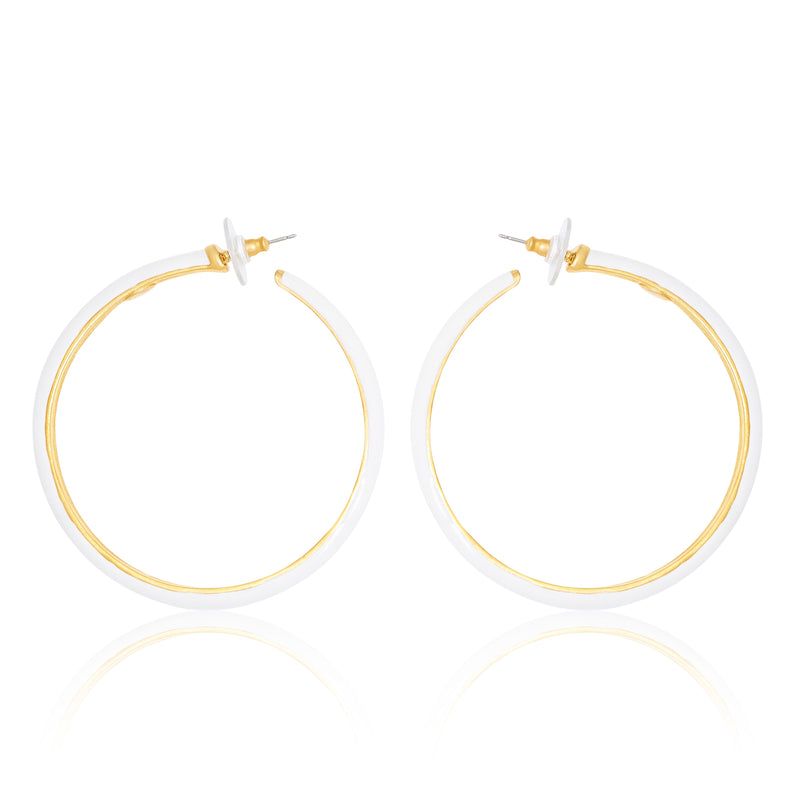 Luxe Ivory & Gold Statement Hoop Earrings