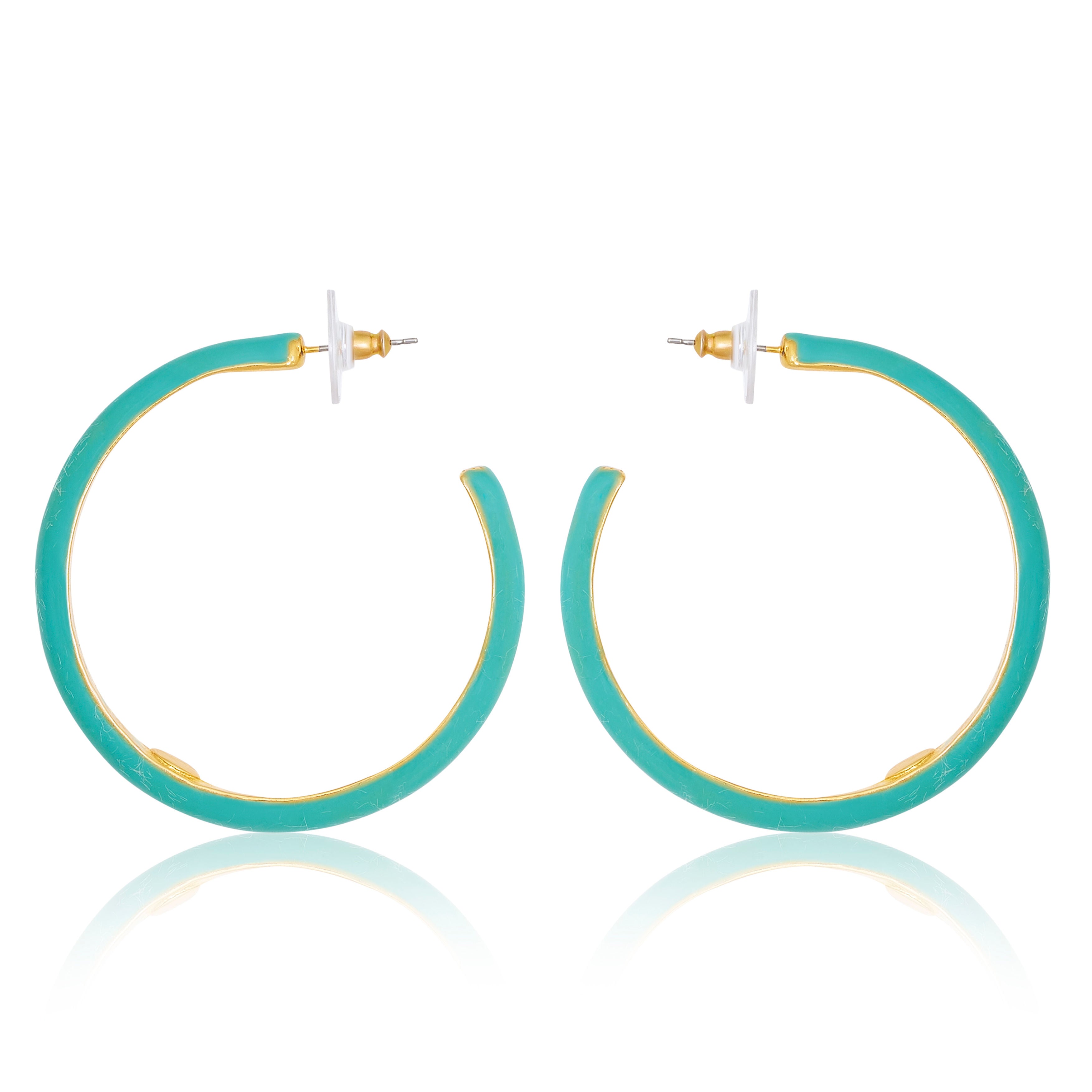 Teal and Gold Hoop Earrings