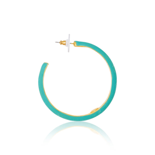 Teal and Gold Hoop Earrings