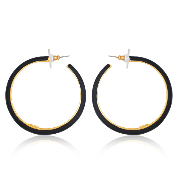 Black and Gold Hoop Earrings