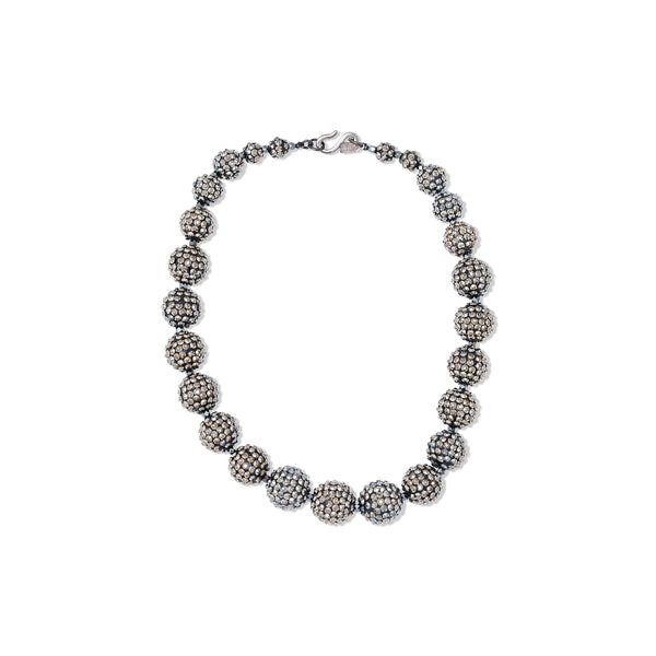 Hematite Pave Ball Charm Necklace