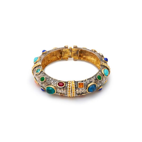 Multicolored Gemstone Bangle Bracelet