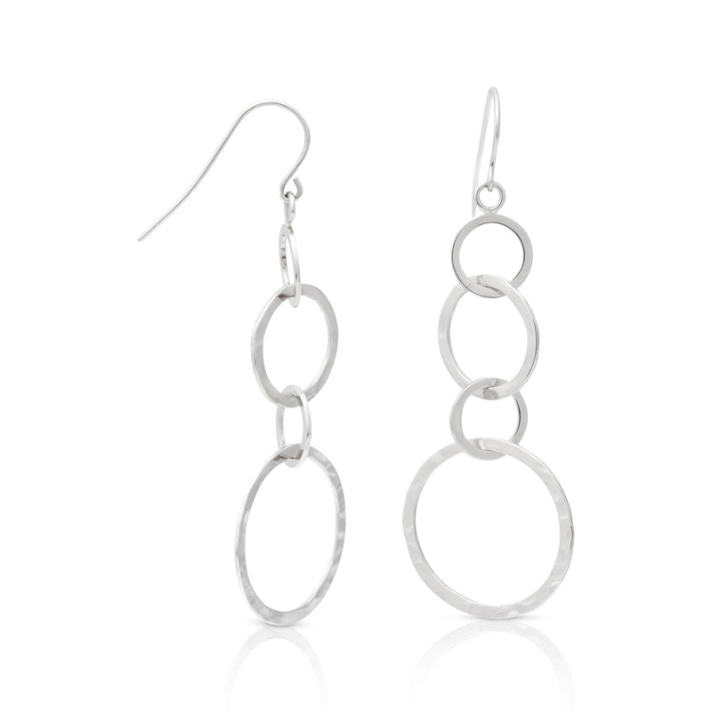 925 Silver 4 Ring Fishhook Earring