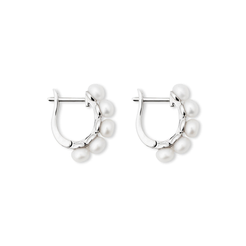 925 Silver & Freshwater Pearl Huggie Pierced Earring