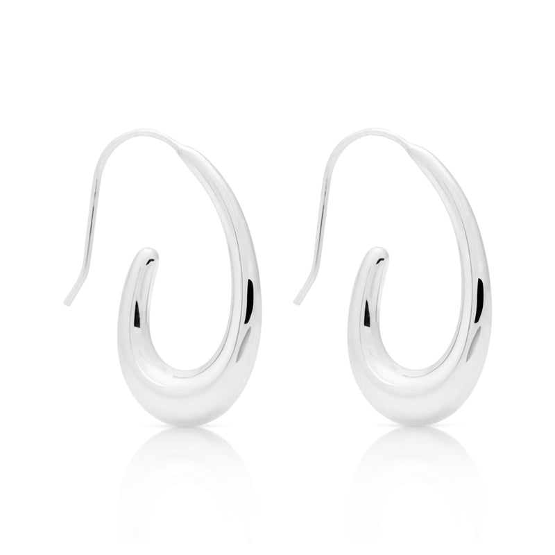 925 Silver J Hoop Pierced Earring