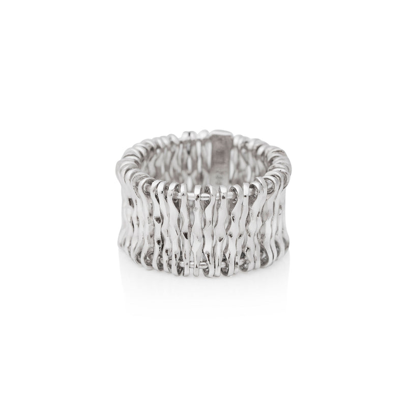 925 Silver Textured Solid Bar Center Ring