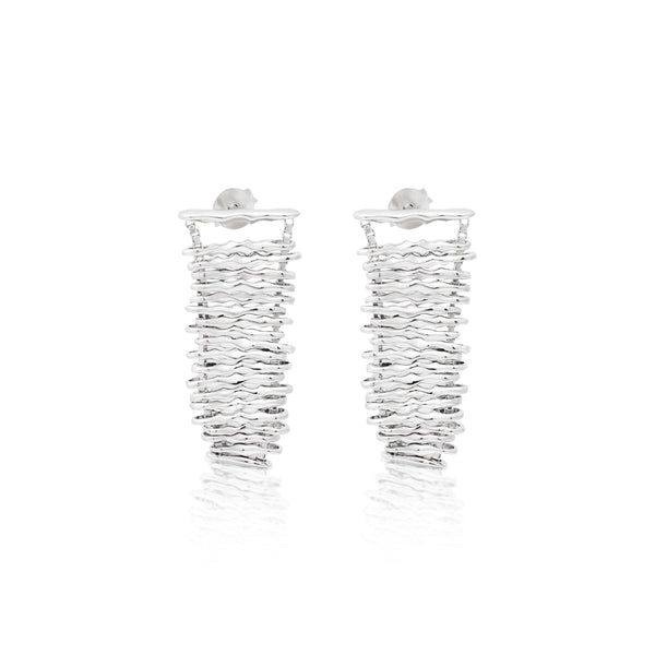 925 Silver Textured Waterfall Post Pierced Earring