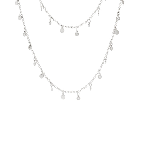 925 Silver w/ White Topaz Chanel Drop Necklace