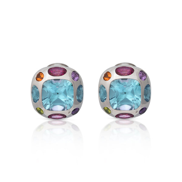 925 Silver and Swiss Blue Topaz Center Clip Earring
