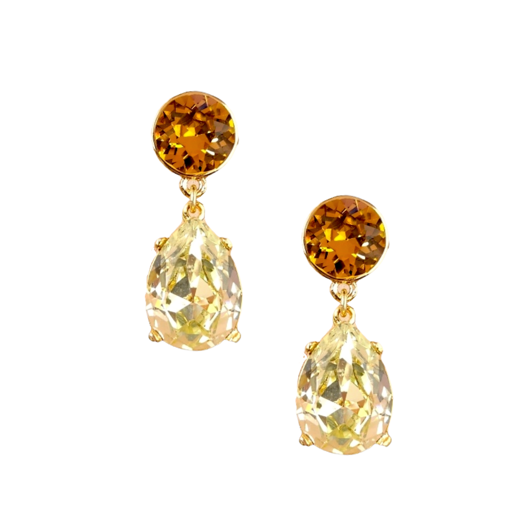 Topaz & Jonquil Teardrop Pierced Earring