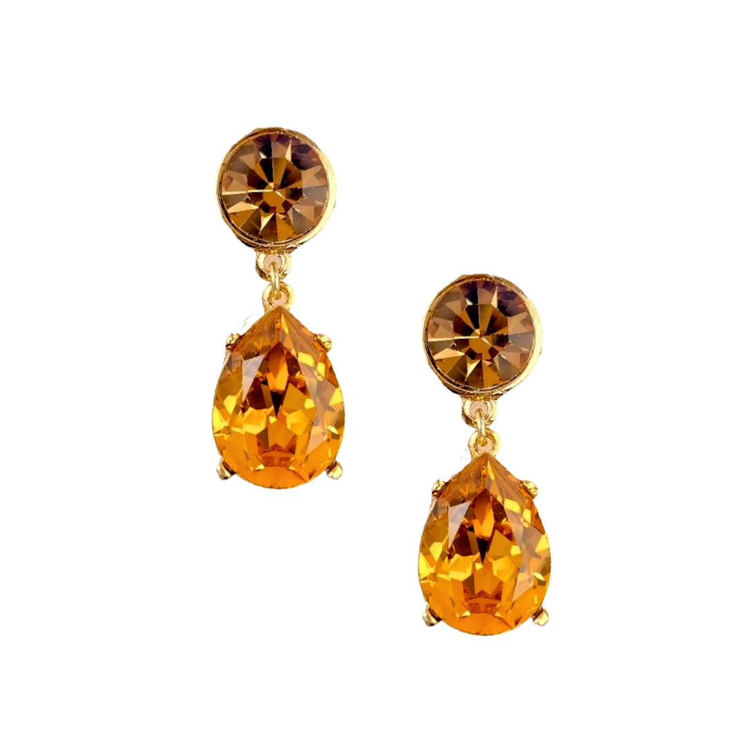 Topaz Teardrop Pierced Earring