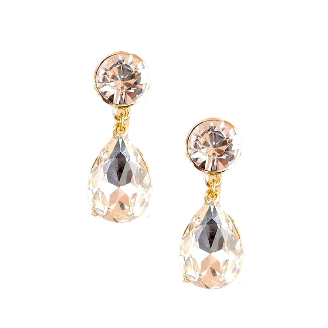 Clear Crystal Teardrop Pierced Earring