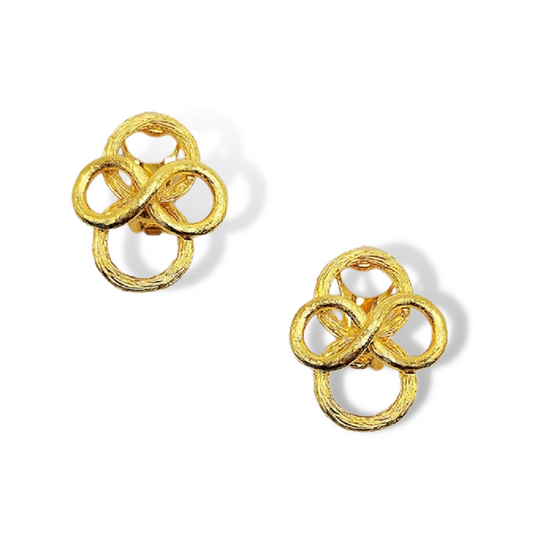 satin gold fancy swirl clip earrings for sensitive ears