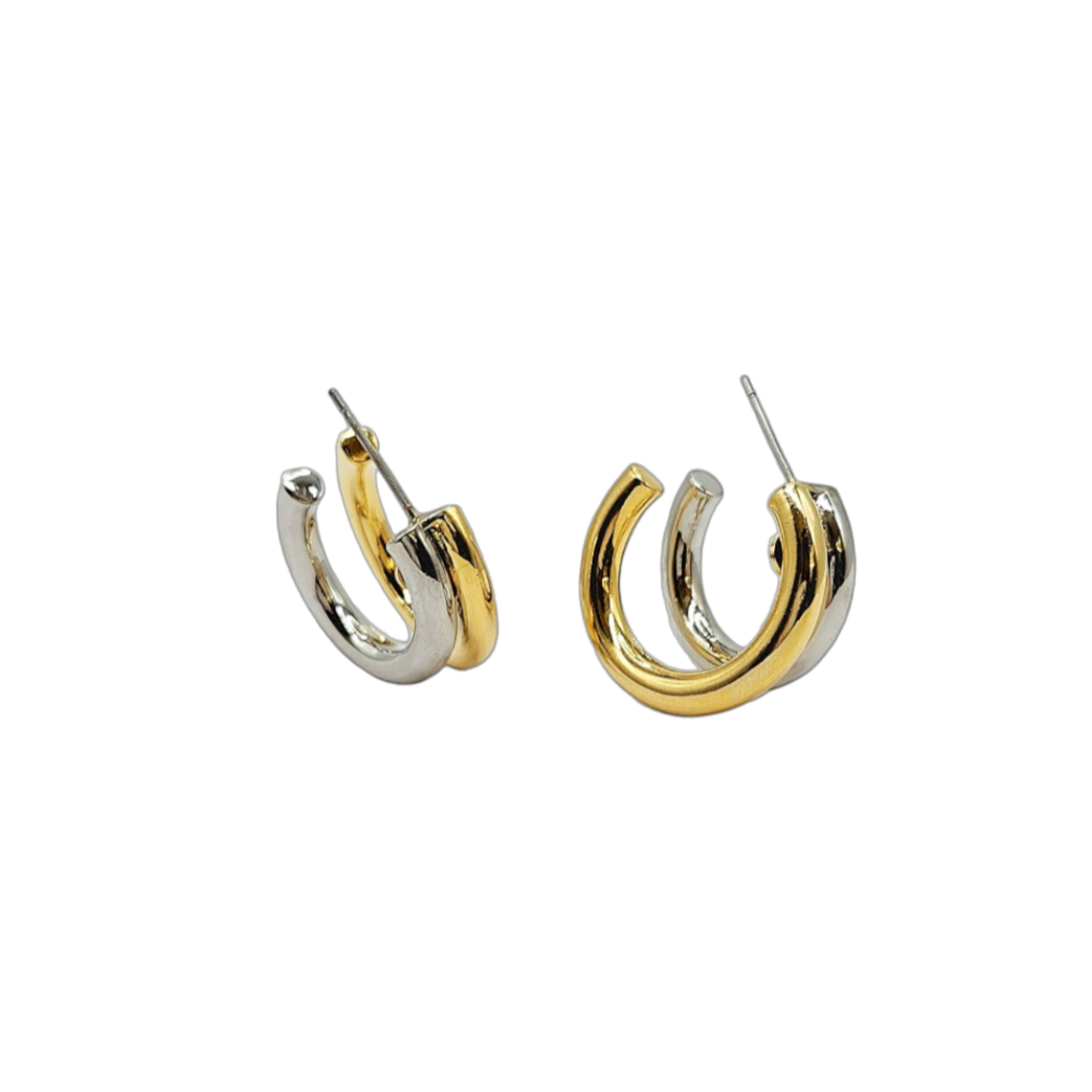 Two-Tone Hoop Pierced Earrings