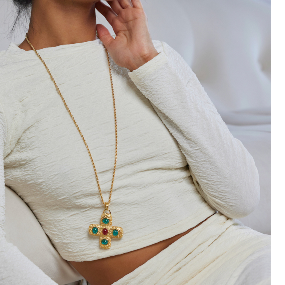 Crystal Cross Pendant Necklace - NFM7BGCRY main image 1