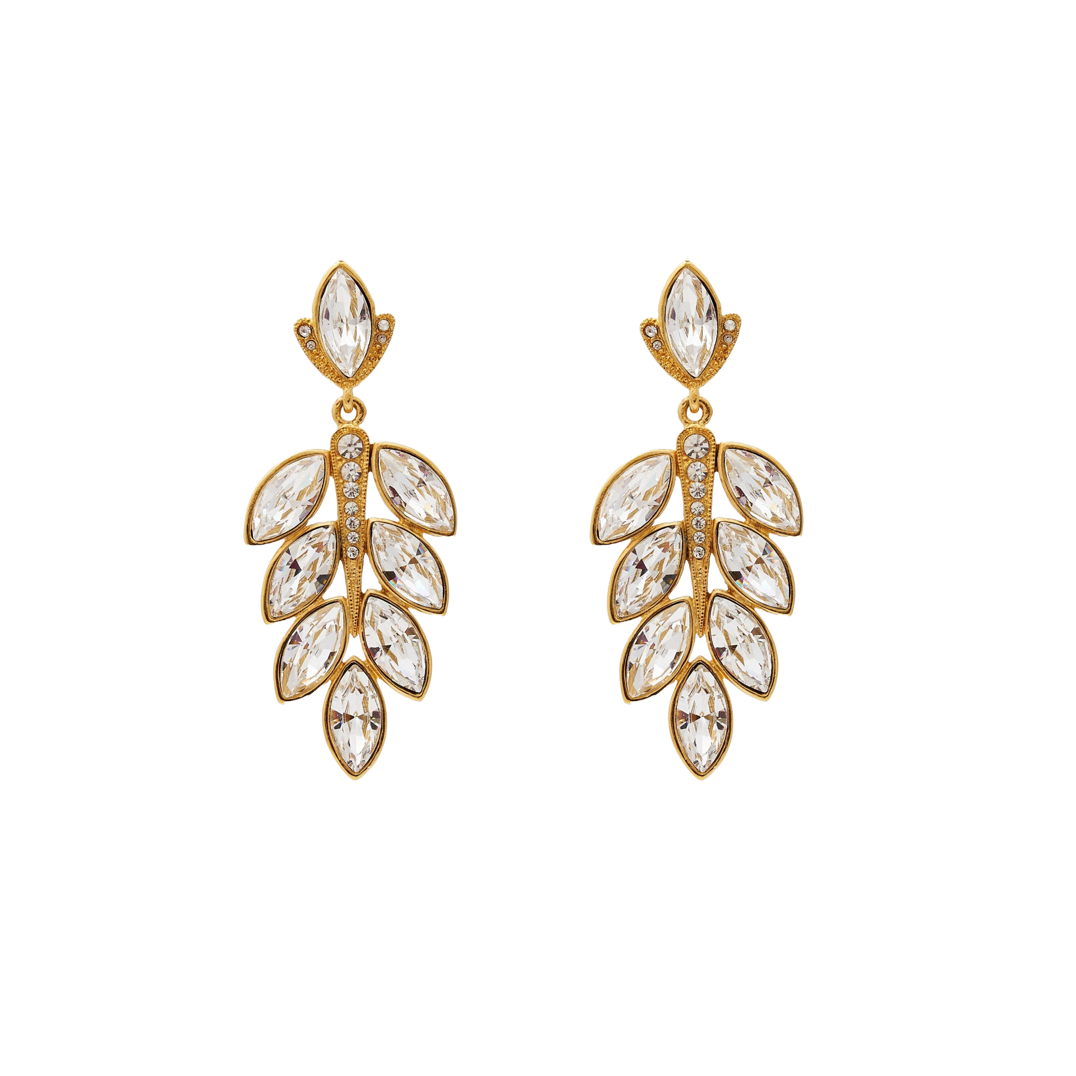 Cascading Crystal Leaves Pierced Earring