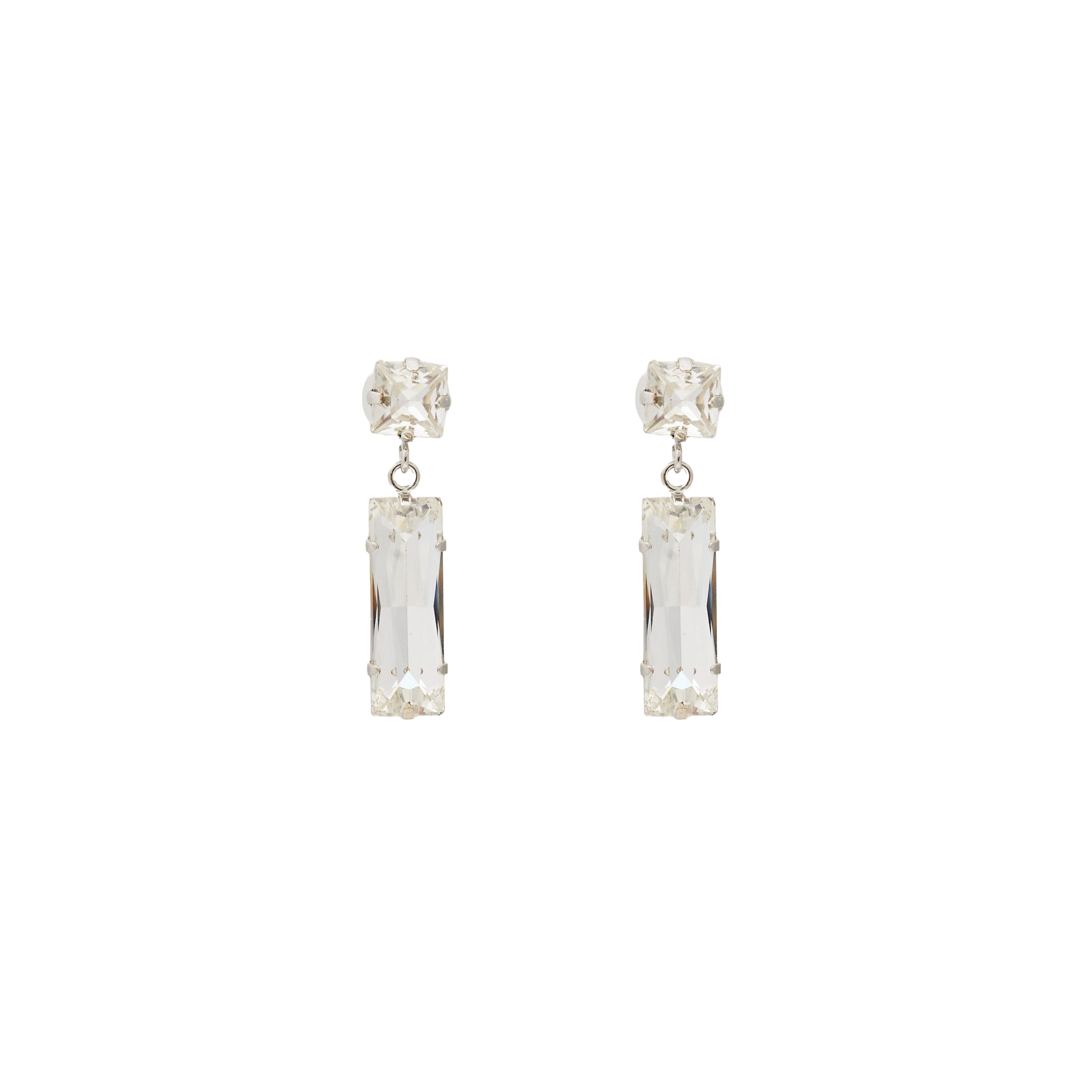 Crystal Square Drop Pierced Earring