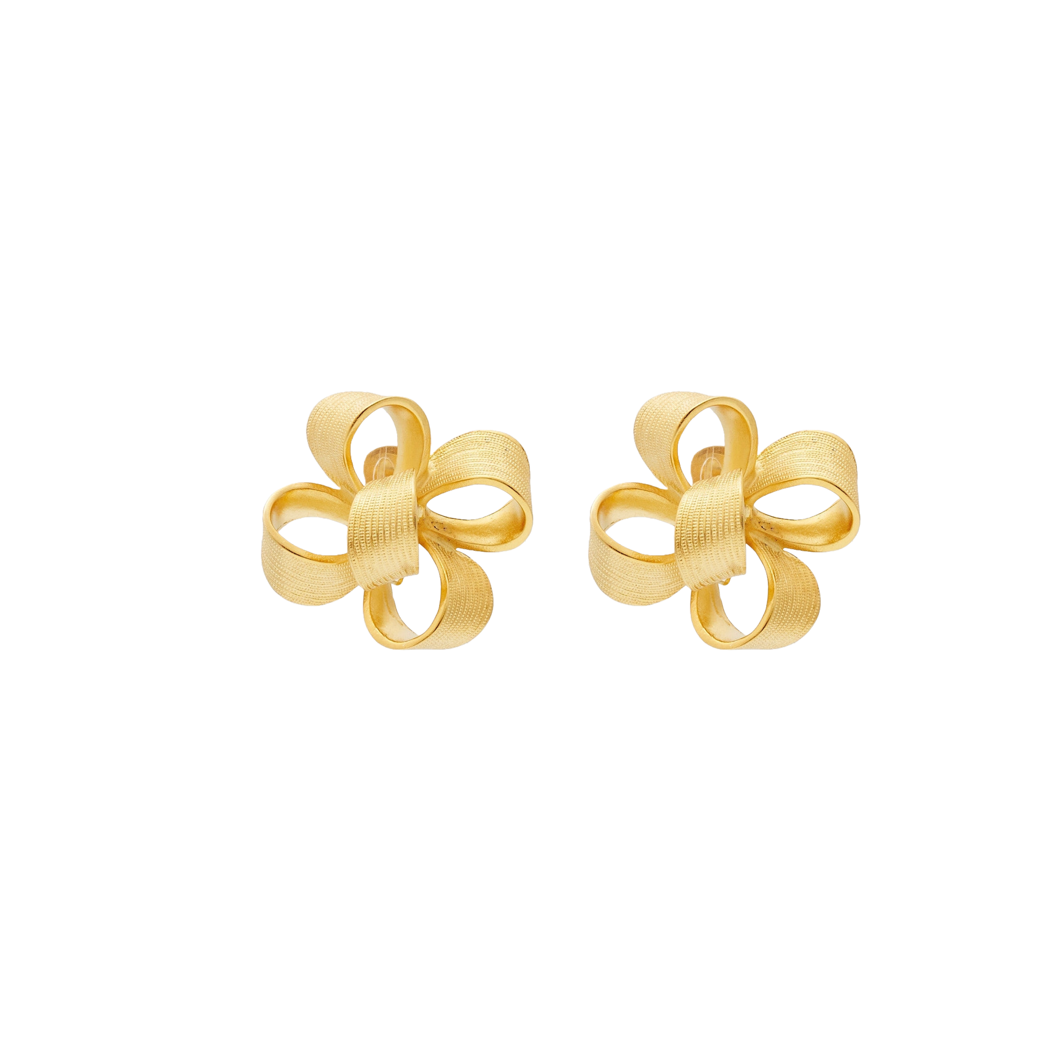 Large Satin Gold Bow Clip Earring