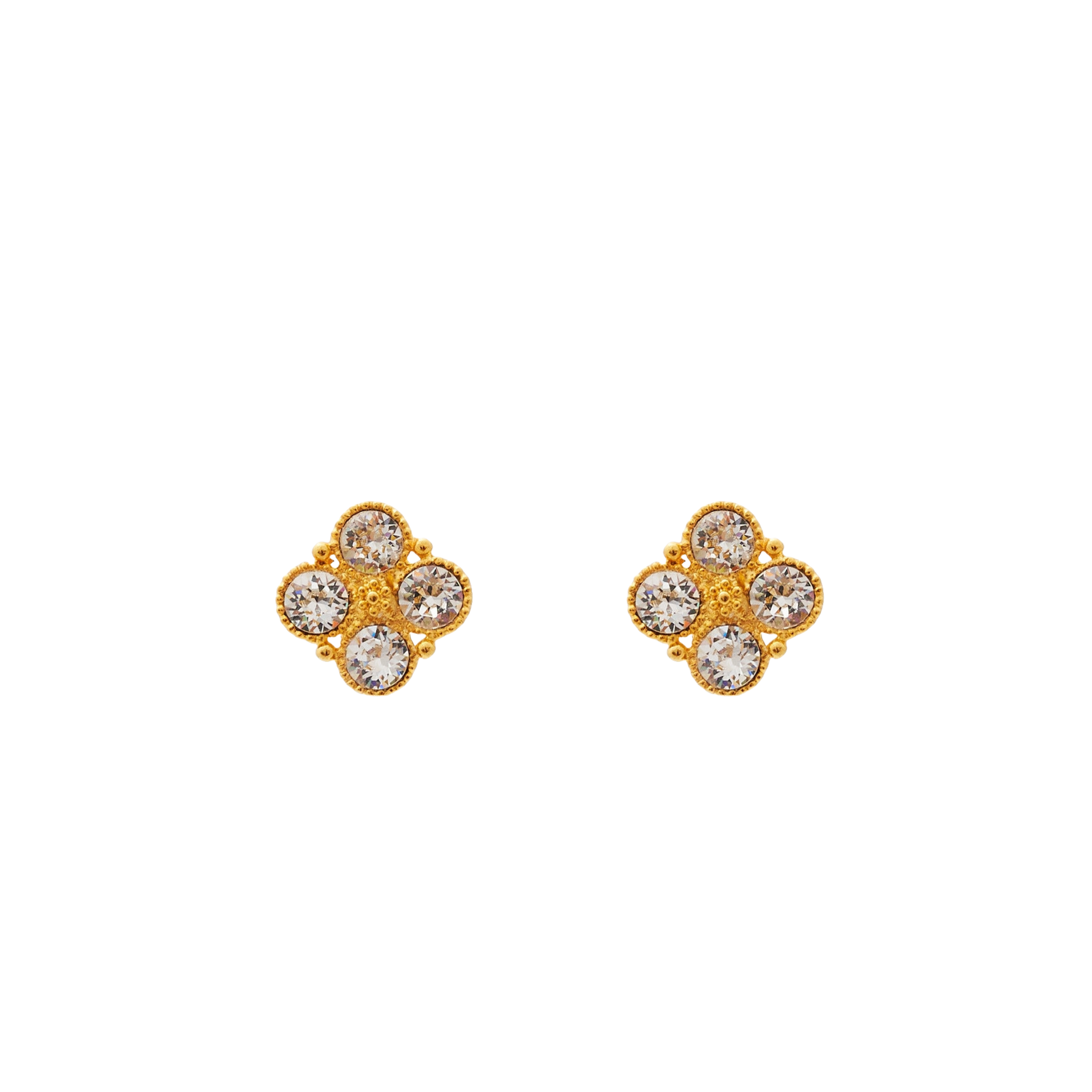 Crystal & Gold Post Earrings