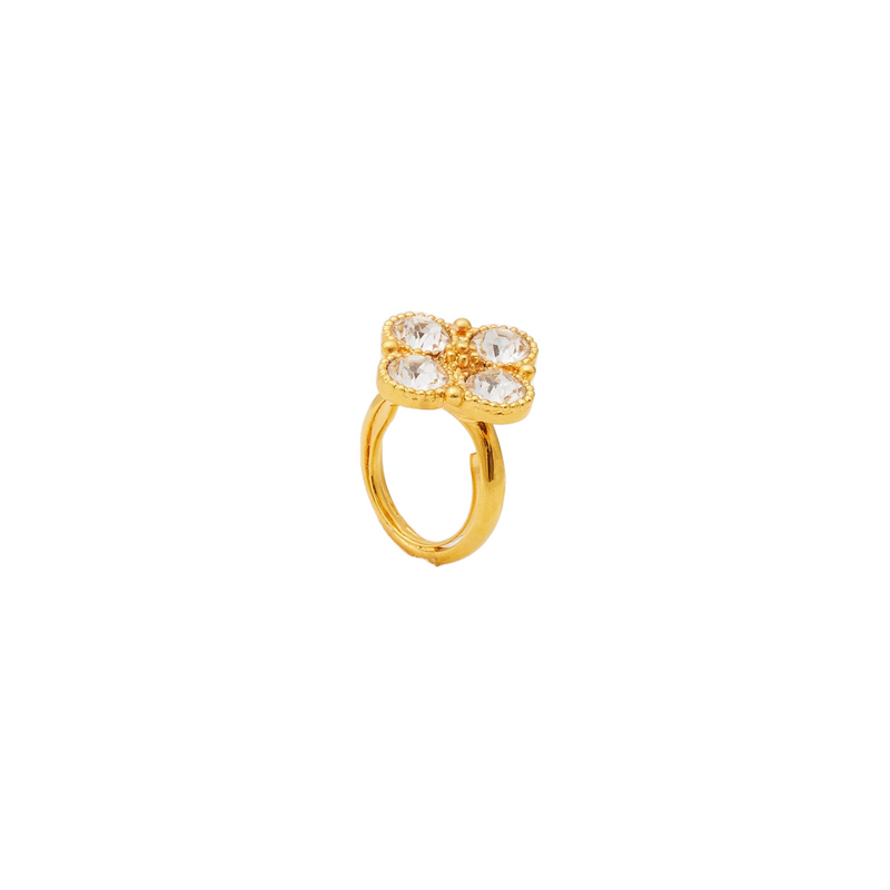 Gold & Crystal Faceted Crystal Stone Adjustable Ring