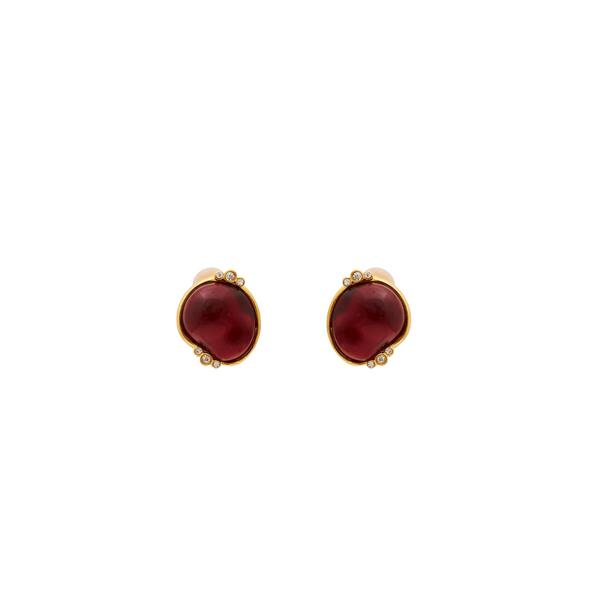 Gold & Ruby Nugget Clip Earring