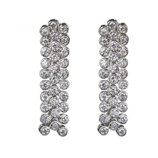 Triple Round CZ Bezel Drop Earring