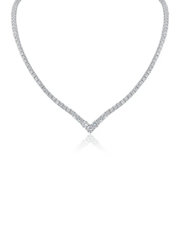 V Front Tennis Necklace