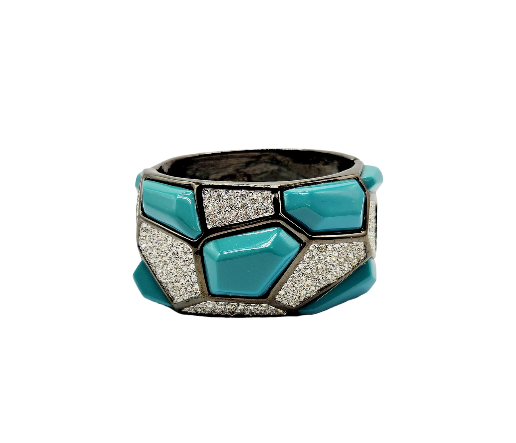 Vintage Geometric Deco Hinged Cuff