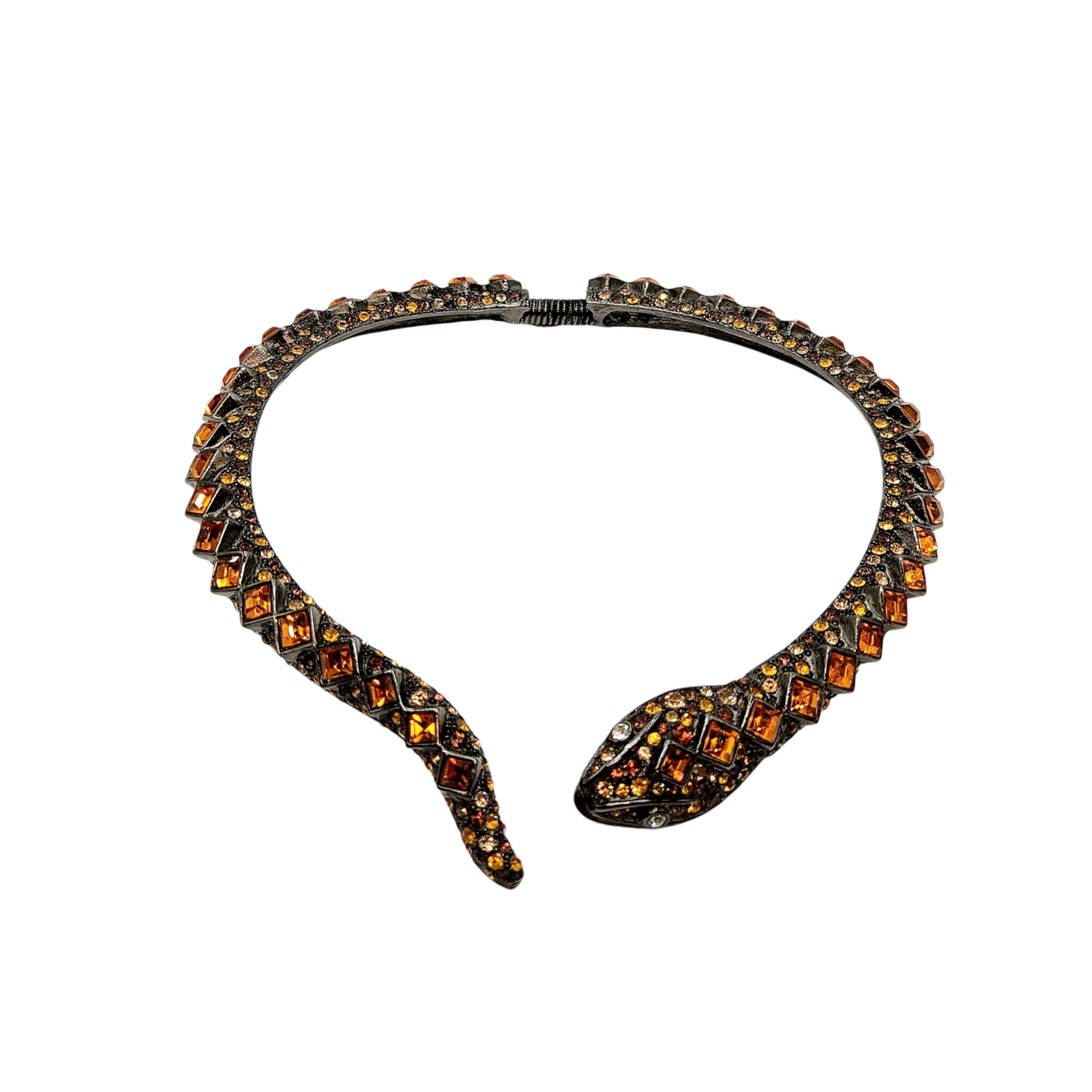 Vintage Gunmetal & Topaz Snake Collar Necklace