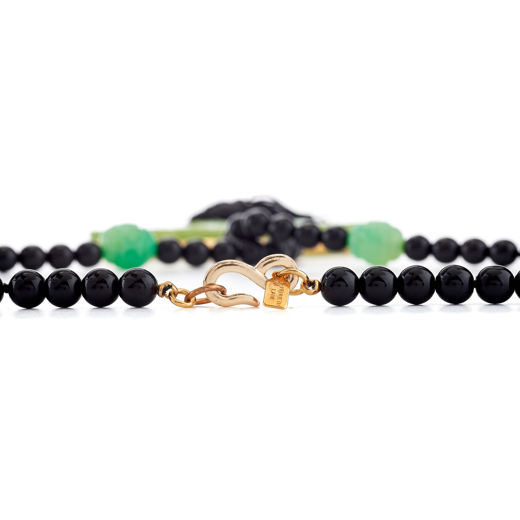 Vintage Carved Jade Bead Butterfly Necklace