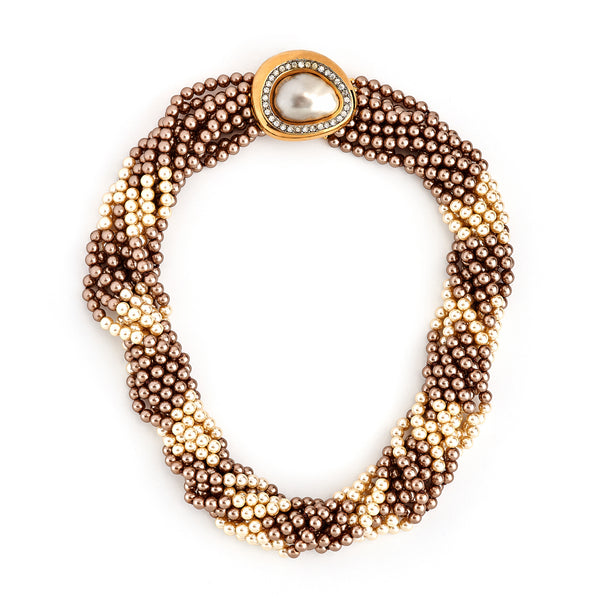 ★VINTAGE HOLLYWOOD★ Double Ring Pearl Necklace_VH2479NE007 mid-20th-century-marvella-