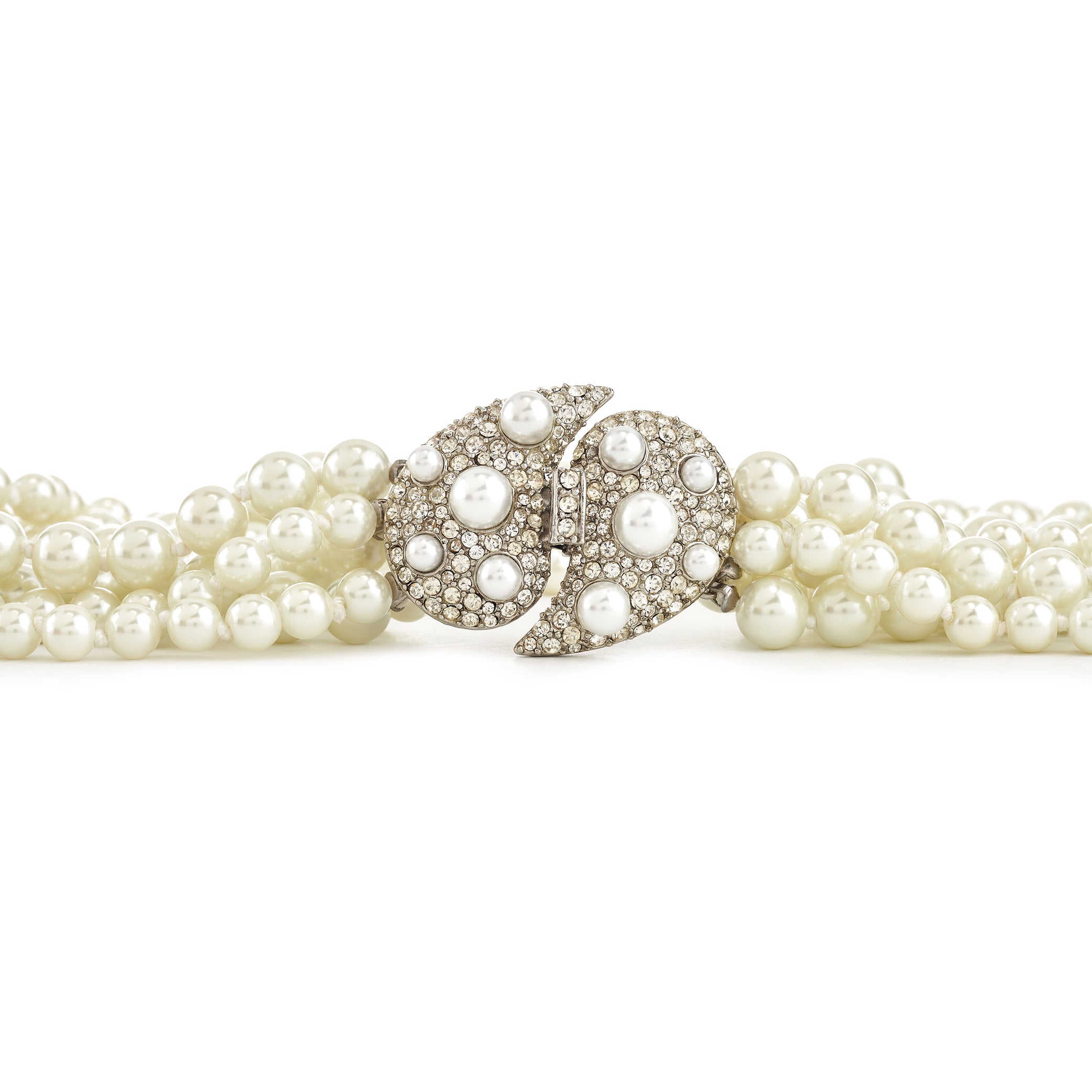 Vintage Pearl Paisley Clasp Necklace