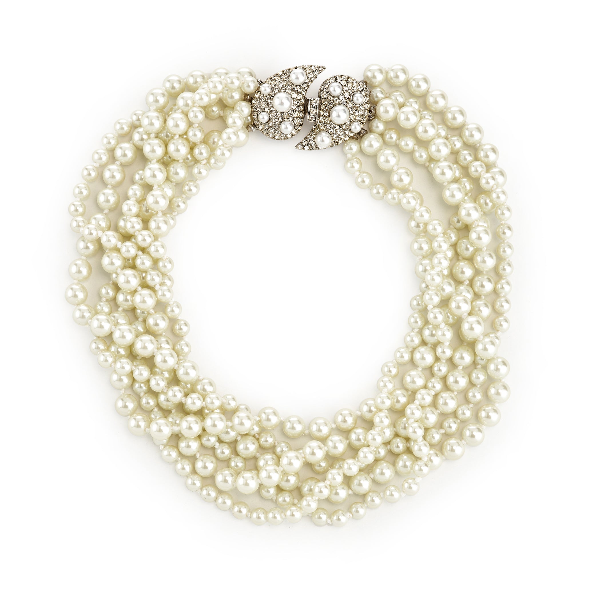 Vintage Pearl Paisley Clasp Necklace