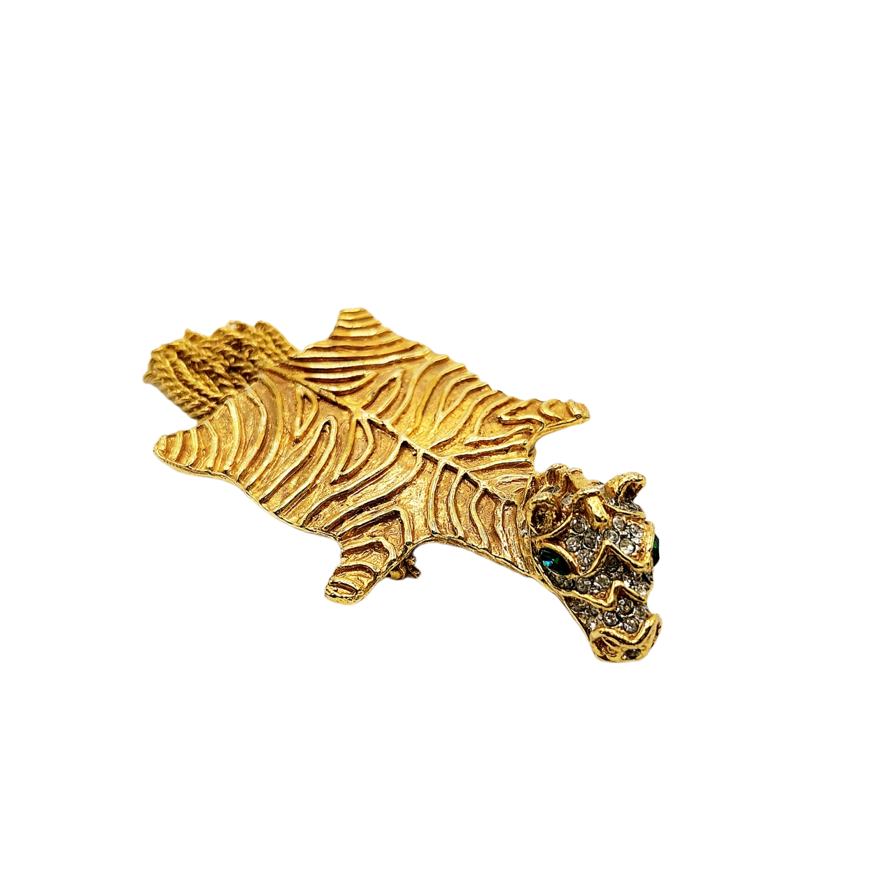 Vintage Gold & Emerald Zebra Pin